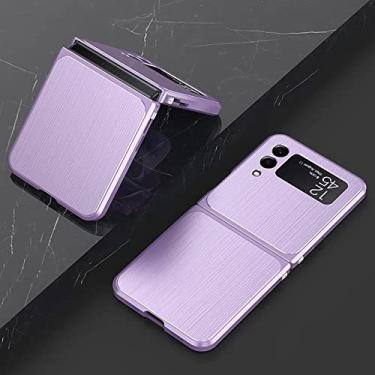 Imagem de Estojo magnético para Samsung Galaxy Z Flip 4 3 Estojo com estrutura de alumínio 360 Full Adsorption Metal Bumper Phone Cover, Roxo, para galaxy Z flip 4
