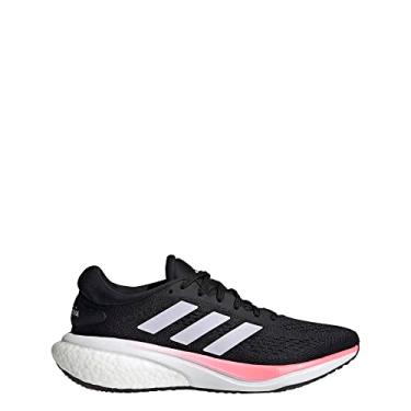 Imagem de adidas Tênis de corrida feminino Supernova 2.0, Núcleo preto/prata amanhecer/feixe rosa, 10