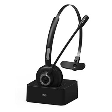 Imagem de Zwbfu Fone de ouvido BH-M97 Fone de ouvido BT 5.0 Fone de ouvido sem fio Call Center Fone de ouvido com microfone cancelador de ruído Faixa de controle ajustável de volume com base de carregamento