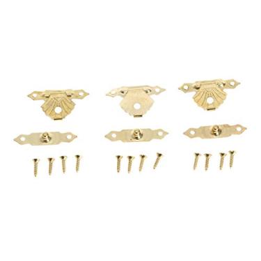 Imagem de 12 pcs 30x18mm antique ferro bloqueio caixa de ouro fivela decorativo jóias presente caixa de madeira hasp caixões vintage clasps w/parafusos YYDFPIIA (Color : B)