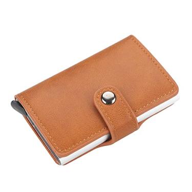 Imagem de Carteira casual de couro feminina e masculina bolsas curtas carteiras com zíper bolsa de mão de couro carteira S9 (marrom, tamanho único)