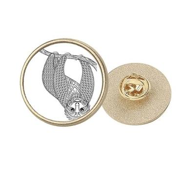 Imagem de Animal Fat Slow Picture Art Deco Fashion Round Metal Golden Pin Broche Clip, Medium, não aplicar