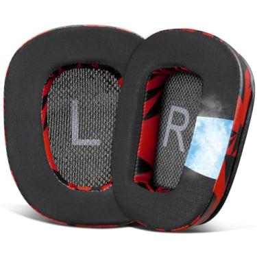 Imagem de SOULWIT Almofadas de orelha de substituição para Logitech G35 G930 G933 G933S G935 G633 G633S G635 G533 G430 G431 G432 G433 G332 G230 G231 G233Gaming Headset - Gel Refrescante Tempestade Vermelha