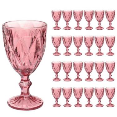 Imagem de Kit 24 Taças Diamante Copos de Vidro Lilás Bico De Jaca 300ml - QUALIT