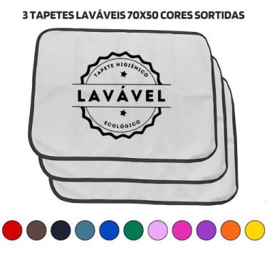 Imagem de Kit com 3 Tapetinhos Alta Absorção para Pets 70x50 Sortidos - 200 Lava