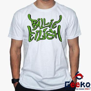 Imagem de Camiseta Billie Eilish 100% Algodão Geeko, Branco gola careca, Verde, 