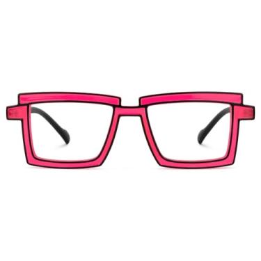 Imagem de Zeelool Óculos retangulares elegantes para mulheres armação com lente transparente sem prescrição Zephyr ZJGP094654, Vermelho, M