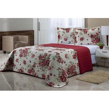 Imagem de Cobre Leito King Size 3 Peças Dupla Face 180 Fios Floral/Vermelho - MT