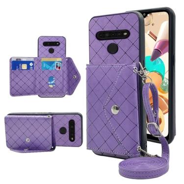 Imagem de Furiet Capa carteira para LG K61/Q61/K51S/K41S com alça de ombro transversal suporte de couro PU suporte para cartão de crédito ID slot de crédito acessórios de celular fina para K 61 51S 41S 41S