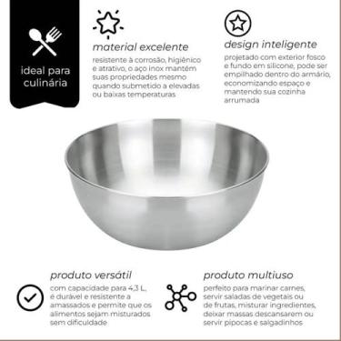 Imagem de 6 Tigela Bowl Cumbuca Caldo Açai Sorvete Aço Inox 500ml - yangzi