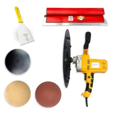 Imagem de Desempenadeira Elétrica MDE 1200W Reboco Massa Corrida C/Desempenadeira Flexível 60 Compel Espátula de Inox Evolution 12,5 cm (5") Profissional Kit - (127, Volts)