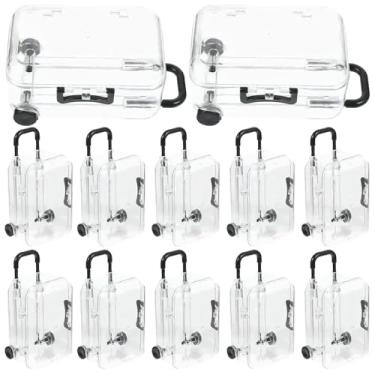 Imagem de Ylapagne 12 peças, mini caixa de armazenamento de bagagem, cubos transparentes de plástico, mala de viagem com roda, capas de exibição de joias de doces, caixa de embalagem de presente de noiva para