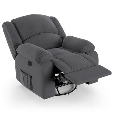 Imagem de Poltrona Do Papai Reclinável Pietra Glider Giratória Fh9 Veludo Cinza - Mpozenato