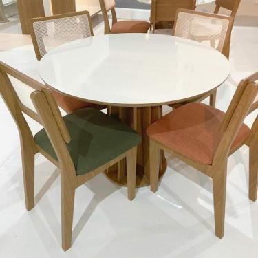 Imagem de Mesa de Jantar Redonda 105cm com 4 Cadeiras Dalla Costa MDF - Dalla Co