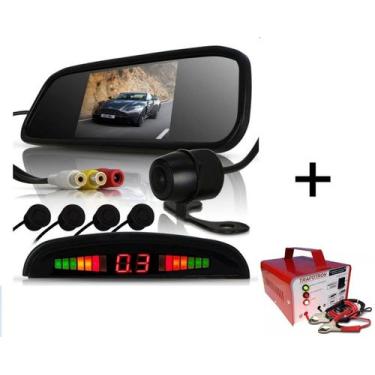 Imagem de Sensor Estacionamento com Retrovisor e Câmera Ré + Carregador Para Bat