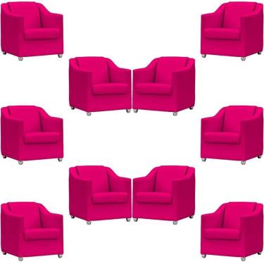 Imagem de Kit 10 Poltronas Mila Corino Cores Pé De Plástico Cromado - Pink Corino