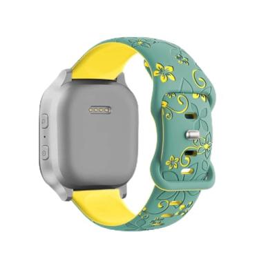 Imagem de Pulseiras com gravação de flores em dois tons compatíveis com relógio Gizmo 3 2 1/Gabb Watch 3 2 1/SyncUP/Cosmo JrTrack infantil, pulseira esportiva de silicone macio de 20 mm para meninos e meninas
