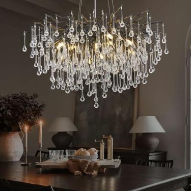 Imagem de GREMLBUK Lustre Preto Para Sala De Jantar, Cristal Com Galhos Árvores, Luminárias Suspensas, Estilo Fazenda, Estar, Quarto, Entrada, D31 (10 Luzes)