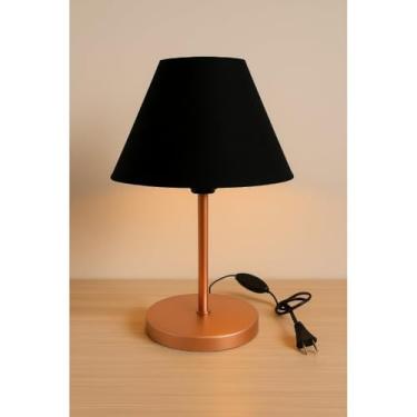 Imagem de Luminária de Mesa Abajur Cúpula Injetada para Escritório Quarto Recepção Decoração Sala Moderno (COBRE/PRETO)