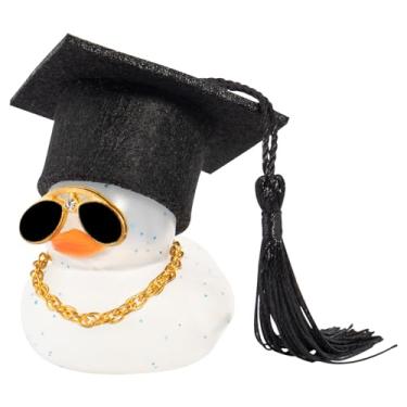 Imagem de wonuu Decoração Para Painel De Carro, Chapéu Formatura, Cor Borracha, Pato, Enfeites Pato Com Mini Colar, Óculos Sol (Transparente)