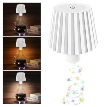 Imagem de Hinine Abajur Sem Fio Com Modo Rgb E 3 Temperaturas De Cor, Mesa Recarregável, Luzes Led Regulagem Intensidade Para Garrafas Vinho, Quarto, Restaurante, Bar - Branco