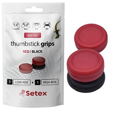 Imagem de Setex Gecko Grip, 1 Capa Para Joystick Alto + Baixo, Playstation Ps5, Ps4, Xbox One, Steam Deck, Capas Antiderrapantes Microestruturadas Joysticks Analógicos, Vermelho E Preto, Apenas