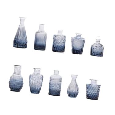 Imagem de IEUDNS 10x Vasos de vidro para arranjos florais, recipientes decorativos criativos para plantas, estante, escritório, sala de estar, Azul