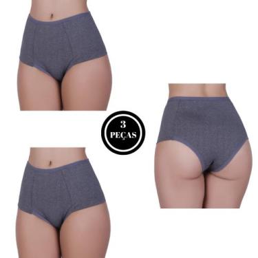 Imagem de Kit 3 Calcinha Compressão Cós Alto Mescla Modeladora - c3 KIT 3 REBECA