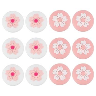 Imagem de PLIGREAT 12 Pieces Flower Joycon Thumb Grips Kawaii Thumbstick Compatible with Switch Soft Silicon Joystick Rocker Cover Replacement for Switch Lite and Joy Con Controller Accessories, 2 Colors