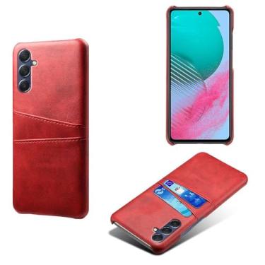 Imagem de Capa compatível com Samsung Galaxy M54 5G, capa de couro PU - Capa de telefone fina à prova de choque com 2 compartimentos para cartão, proteção anti-impressão digital e antiqueda, plástico de couro