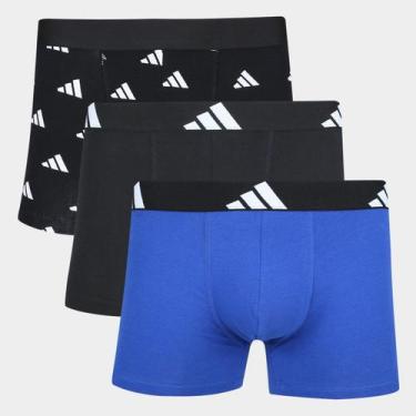 Imagem de Kit Cueca Boxer Adidas 3 Peças, Marinho, Preto, P