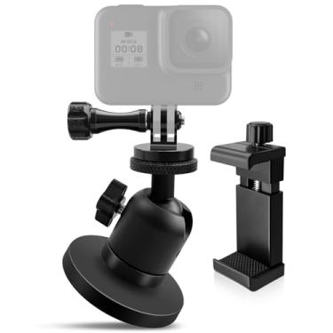 Imagem de Suporte de câmera magnético forte para Hero 13/12/11/10/9/8/7/6 DJI OSMO Action e Insta360, suporte magnético de metal resistente para superfície de ferro, suporte potente para carro com cabeça