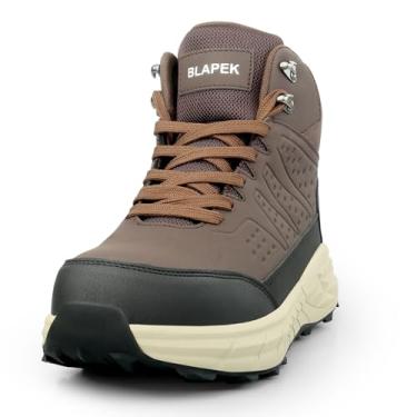 Imagem de Blapek Botas de trabalho masculinas com bico de aço, antiderrapante, à prova de perfuração, segurança e construção indestrutível, confortável, perfeita para trabalho ao ar livre, caminhadas