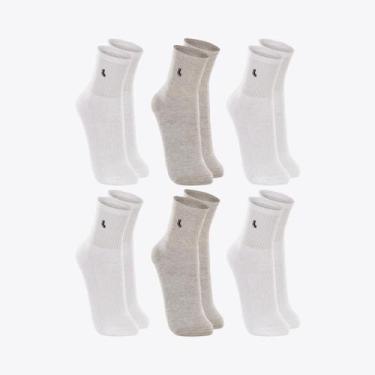 Imagem de Kit 6 Pares de Meias Soquetes Lupo Cano Médio 03245-089, Branco, Cinza