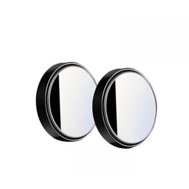 Imagem de espelho retrovisor do carro infinito pequeno espelho redondo 360 graus invertendo espelho de ponto cego (preto,1par)