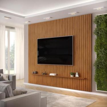 Imagem de Painel para TV até 75 Polegadas Ripado DJ Móveis Trento 275 Freijó