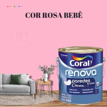 Imagem de Tinta Para Parede Acrílica Coral Renova Cor Rosa 3,2l Lavável Premium 