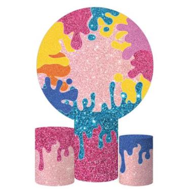 Imagem de Kit Painel Redondo + Trio Capas Cilindro Slime - Decorando e grudando