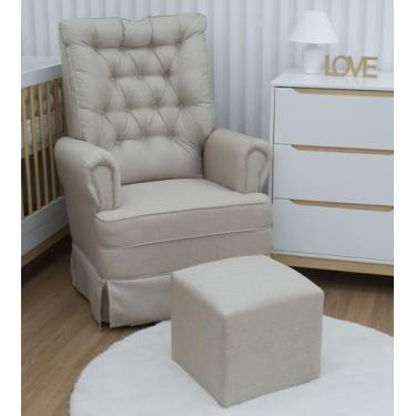 Imagem de Poltrona Amamentação Alice com Puff e Balanço Linho Gariani