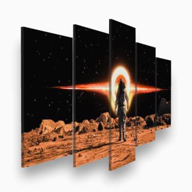 Imagem de Quadro Decorativo Mosaico 5 peças Astronauta Planeta Espaço - Core Dec