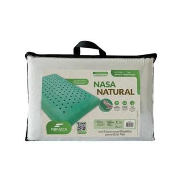 Imagem de Travesseiro Nasa Natural Alto 15cm Fibrasca Capa Algodão Branco
