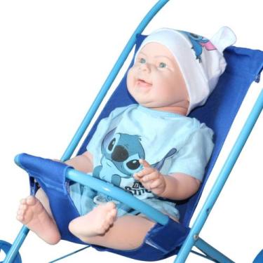 Imagem de Carrinho De Boneca Bebê Reborn Sentando Brinquedo Azul Ou Rosa - Batag