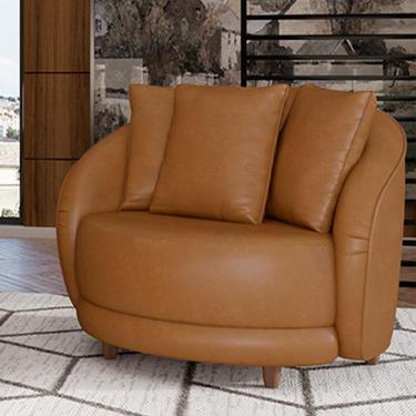 Imagem de Poltrona Decorativa Base Fixa Galáxia com Almofadas PU Caramelo G45 - Gran Belo