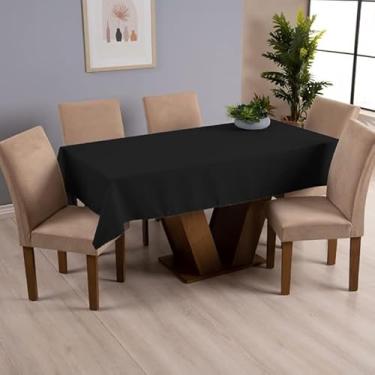 Imagem de Toalha de Mesa Retangular Oxford Lisa 6 Lugares 2,00x1,40m – Ideal para Natal, Ano Novo e Festas - Preto