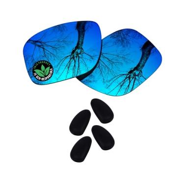 Imagem de Raydi Lentes de reposição de policarbonato e protetores de nariz para óculos de sol Maui Jim Red Sands - Espelho azul gelo - Polarizado