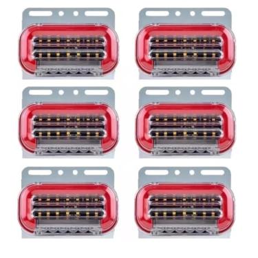 Imagem de Kit 06 Lanternas Lateral Led Vermelha Seta Sequêncial Vigia Delimitadora P/a Utilitarios Caminhões 24v- KLX