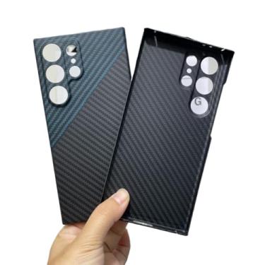 Imagem de Waillynice Capa de fibra de carbono original para Samsung Galaxy S24 Ultra Antiqueda de fibra de aramida design S24ultra capa (preto azul (orifício fino), para S24 Ultra)