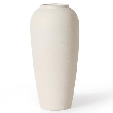 Imagem de Kokrose Vaso de mesa de cerâmica rústico, vaso de terracota de cerâmica vintage de 38 cm de argila para mesa de centro de mesa, vasos decorativos grandes texturizados para decoração de casa