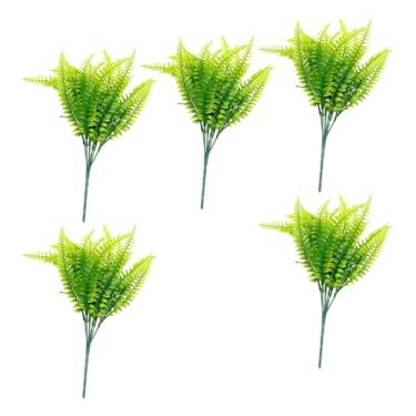 Imagem de BLWOTMOR Arranjo de Grama Artificial, Hastes de Samambaia de Plantas Artificiais PP, Fácil de Cuidar, Realista para Decoração de Casa E Parede, Adequado, 5 Peças, Tamanho real