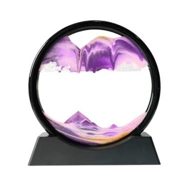 Imagem de Pintura de Areia em Vidro - Ampulheta 3D Duna Criativa para Decoração de Casa e Enfeite - Ampulheta para Sala ou Escritório - (MOLDURA MÓVEL, TROCANDO OS LADOS PARA EFEITO DA AMPULHETA) (ROXO)